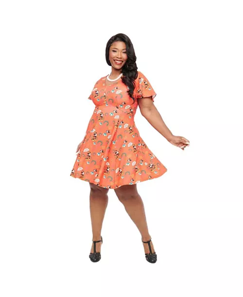 plus size 1950s poppy flare dress