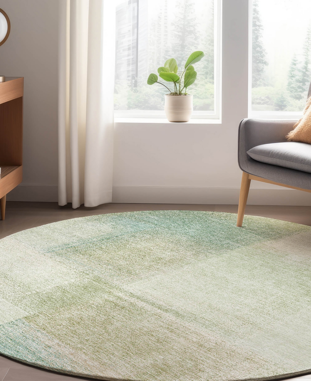 Dalyn Trevi Washable Tv10 8'x8' Round Area Rug In Moss