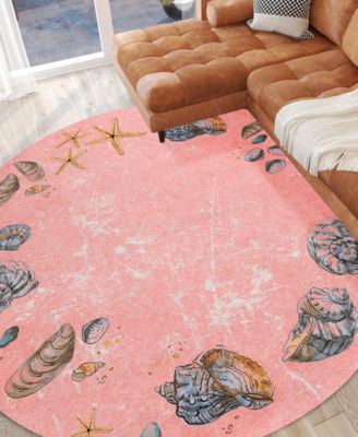 Seabreeze Washable SZ9 8'x8' Round Area Rug