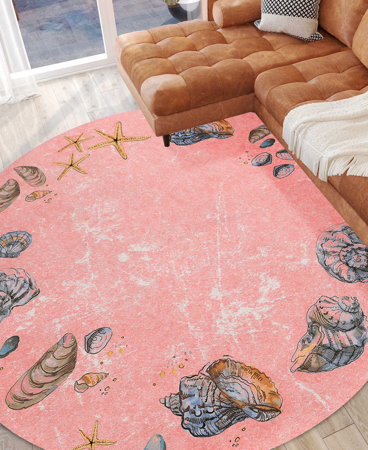 Dalyn Seabreeze Sz9 8'x8' Round Area Rug In Salmon