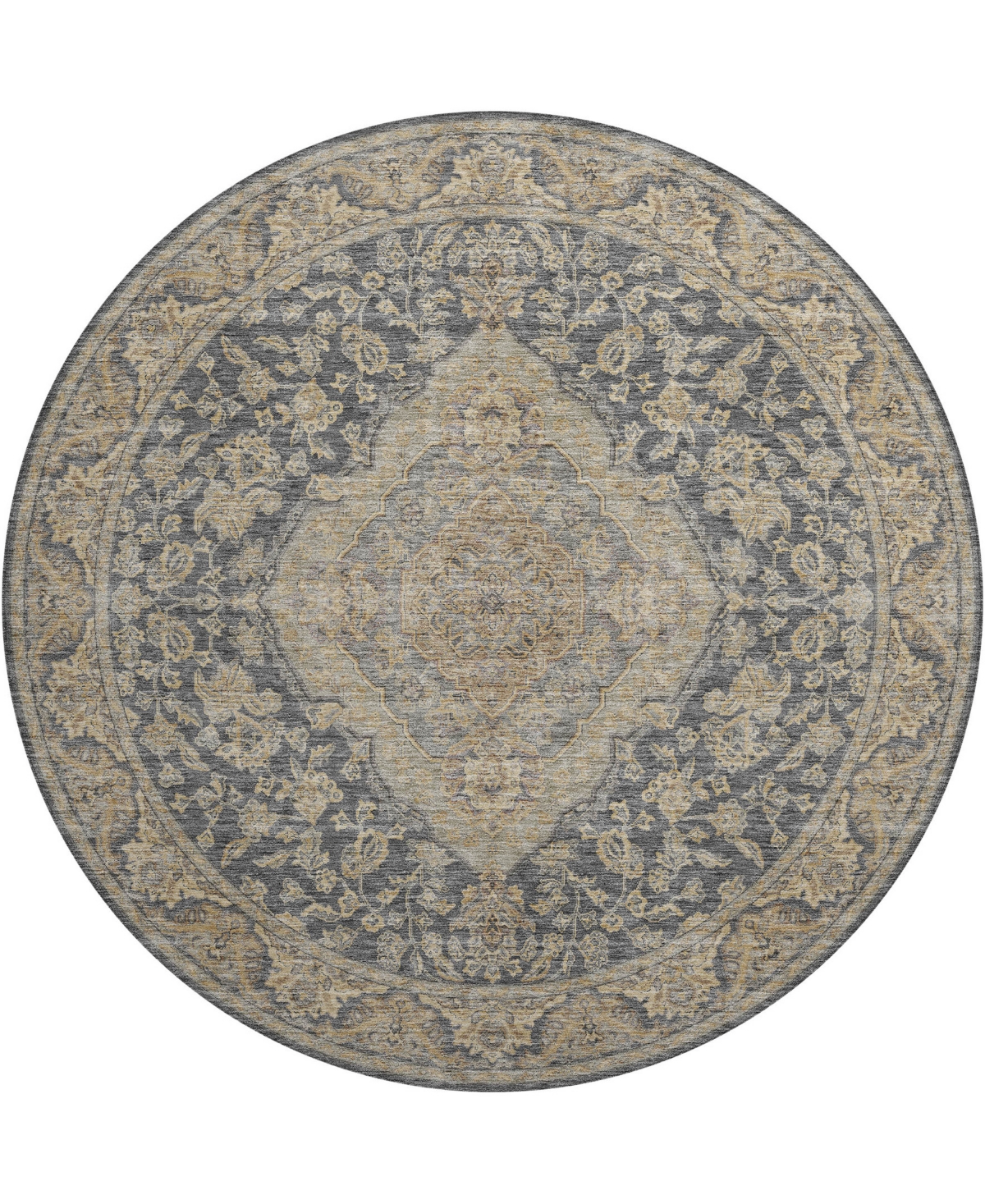 Dalyn Hatay Washable Hy3 8'x8' Round Area Rug In Charcoal
