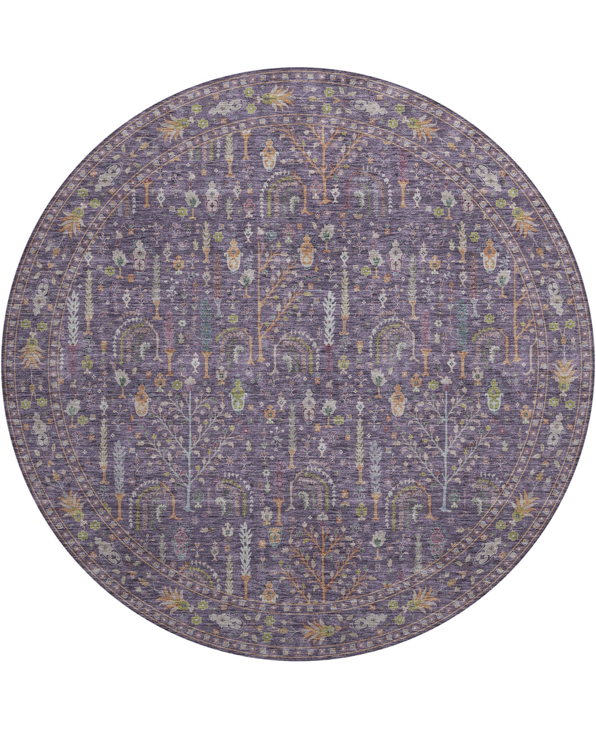 Dalyn Hatay Washable Hy5 8'x8' Round Area Rug In Eggplant