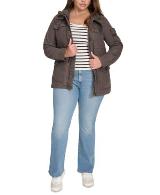Trendy Plus Size  Cotton Hood Utility Jacket