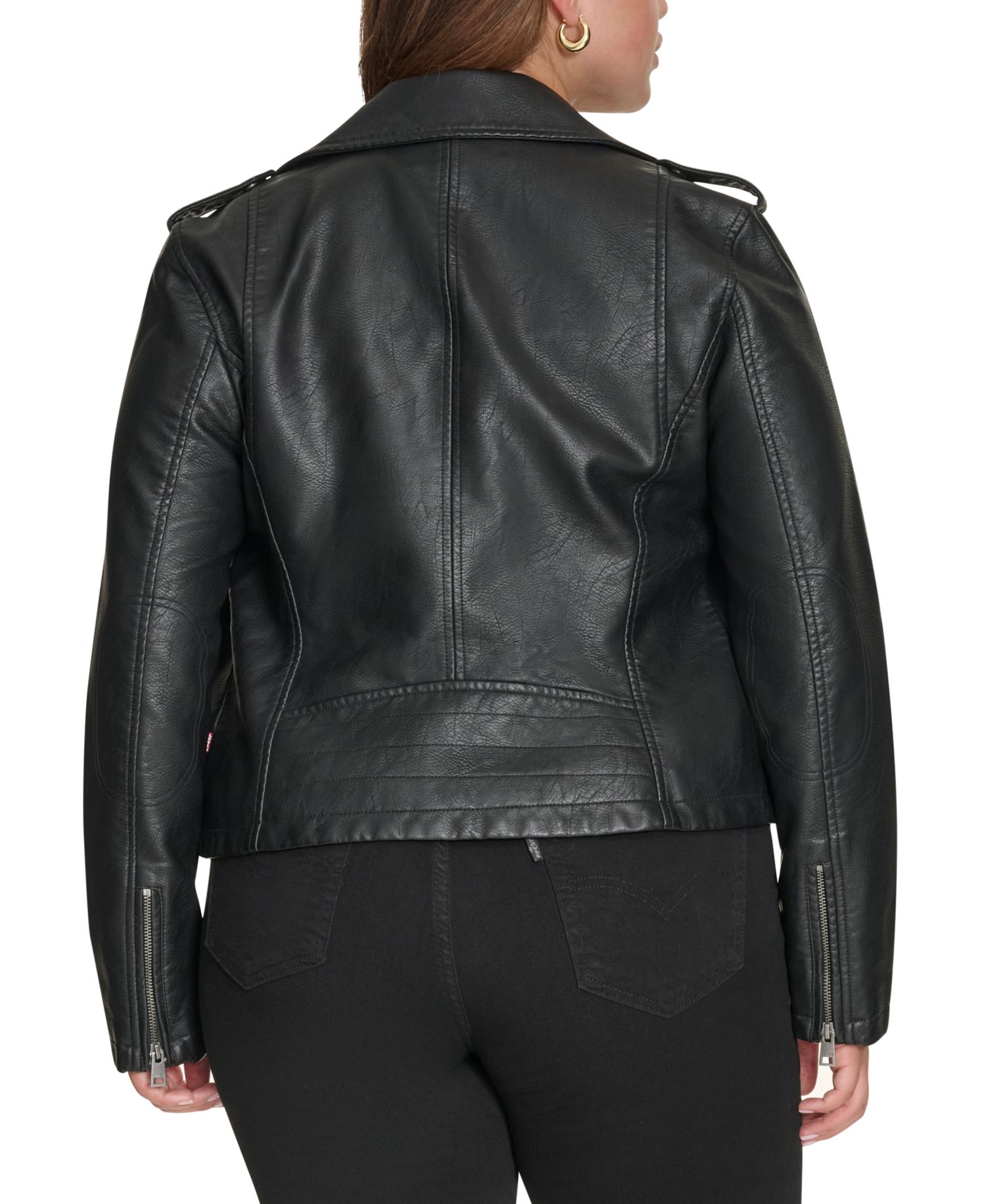 Plus Size Trendy Faux Leather Moto Jacket