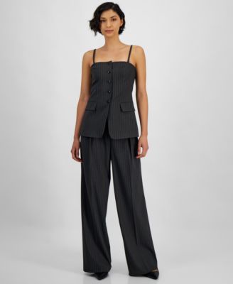 Women's Pinstriped Suiting Square-Neck Tank Top