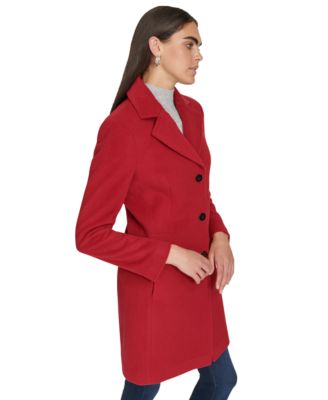 Womens Single-Breasted Wool Blend Coat