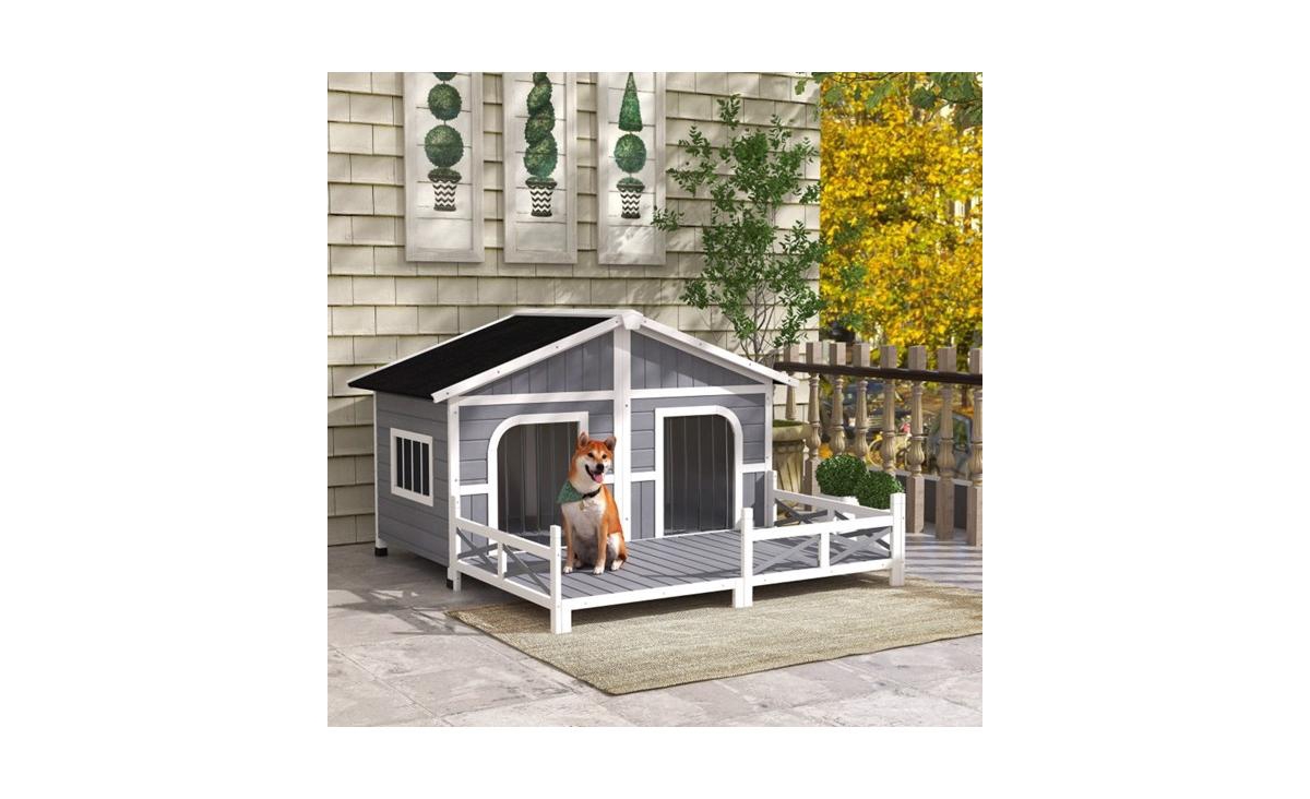 Slickblue Durable and Cozy Dog House for Outdoor Shelter and Pet Comfort - White