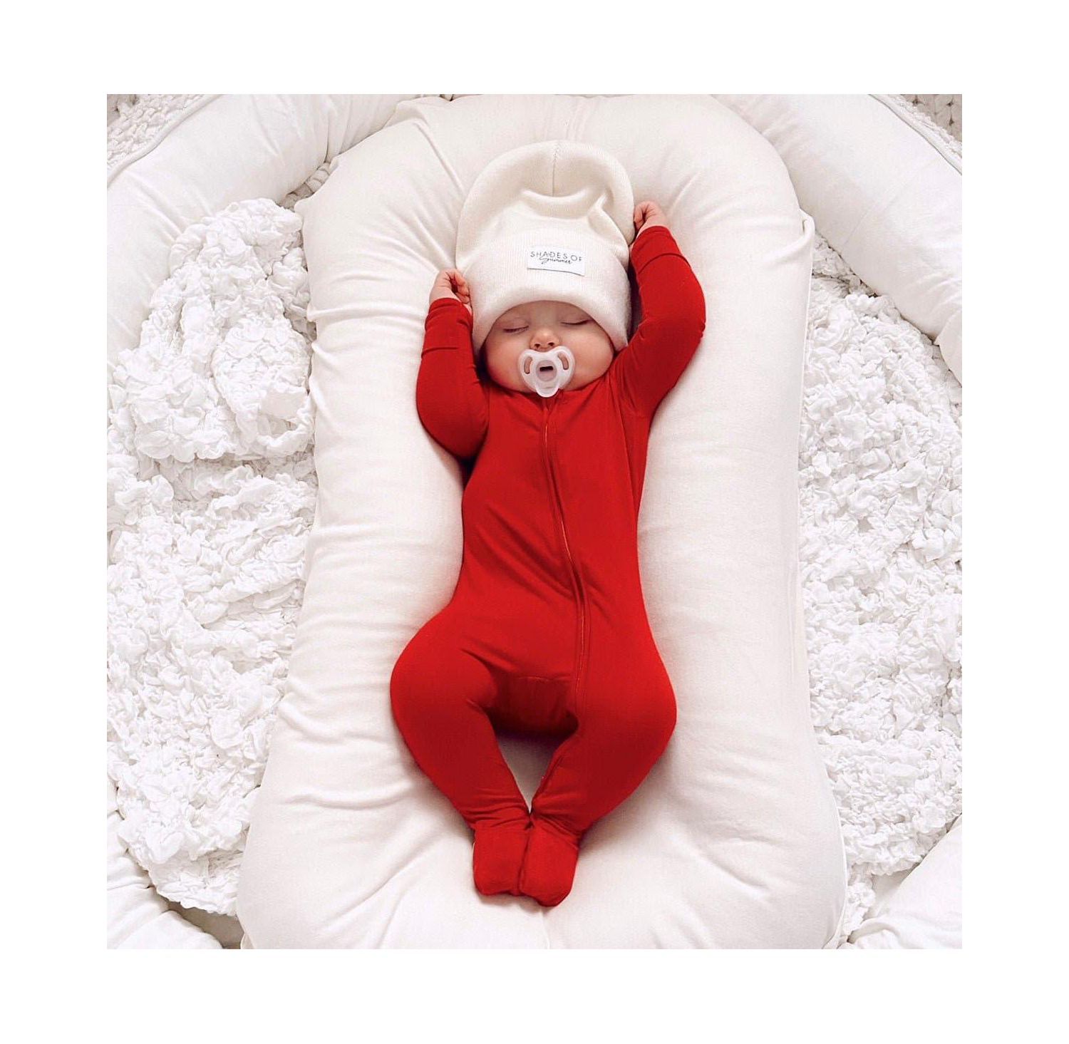 Baby Boys or Baby Girls, Winterberry Red Convertible Footie