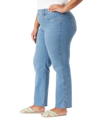Plus Size Pull-On Straight-Leg Jeans