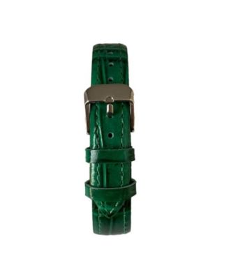 Women's 36mm Green Watch Barrel Shaped Tank Case Leather Strap