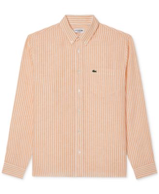 Men's Long Sleeve Striped Button-Down Linen Shirt