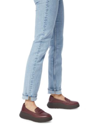 Women's F-Mode Leather Flatform Loafer Flats