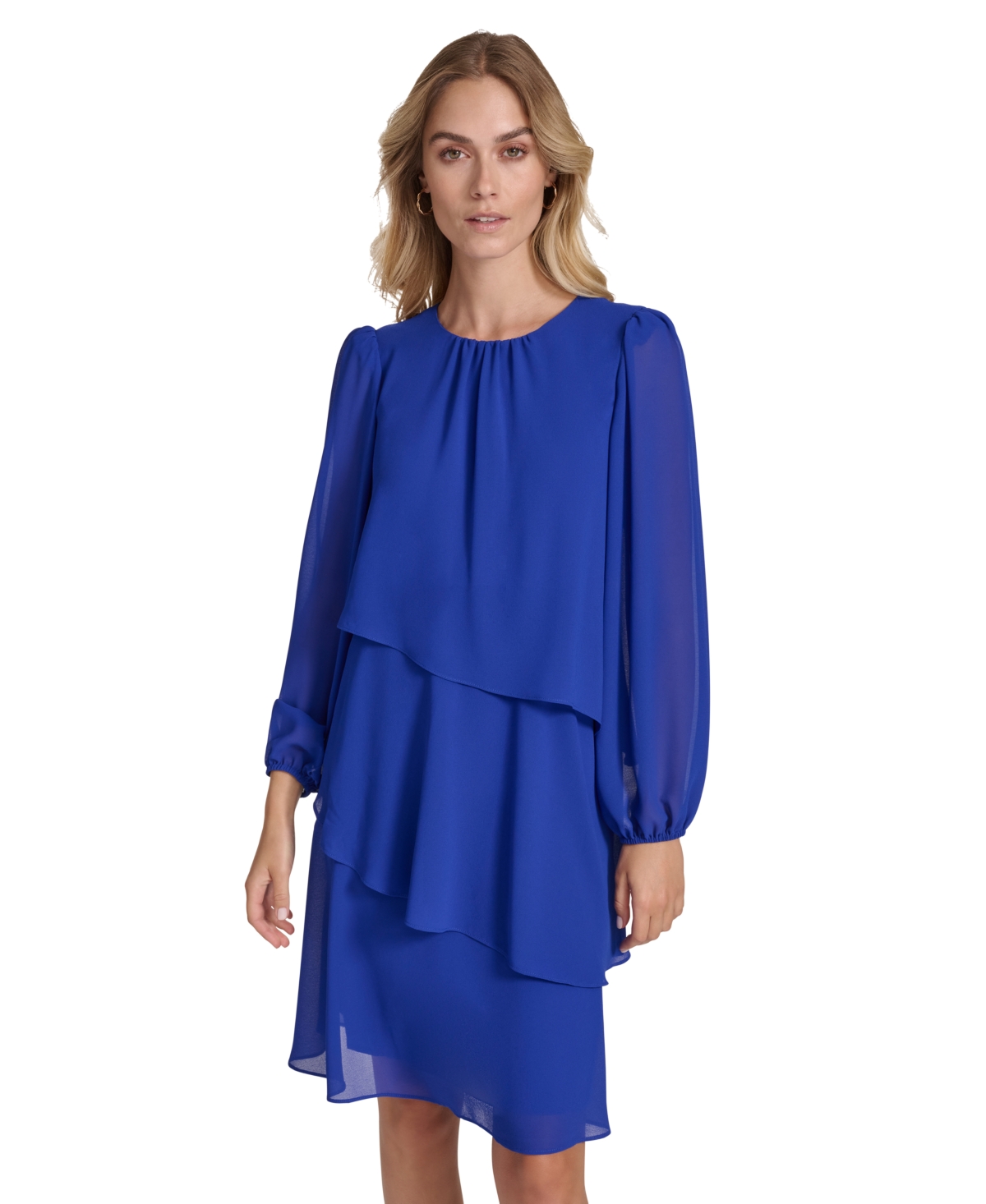 Jessica Howard Petite Tiered Chiffon Shift Dress