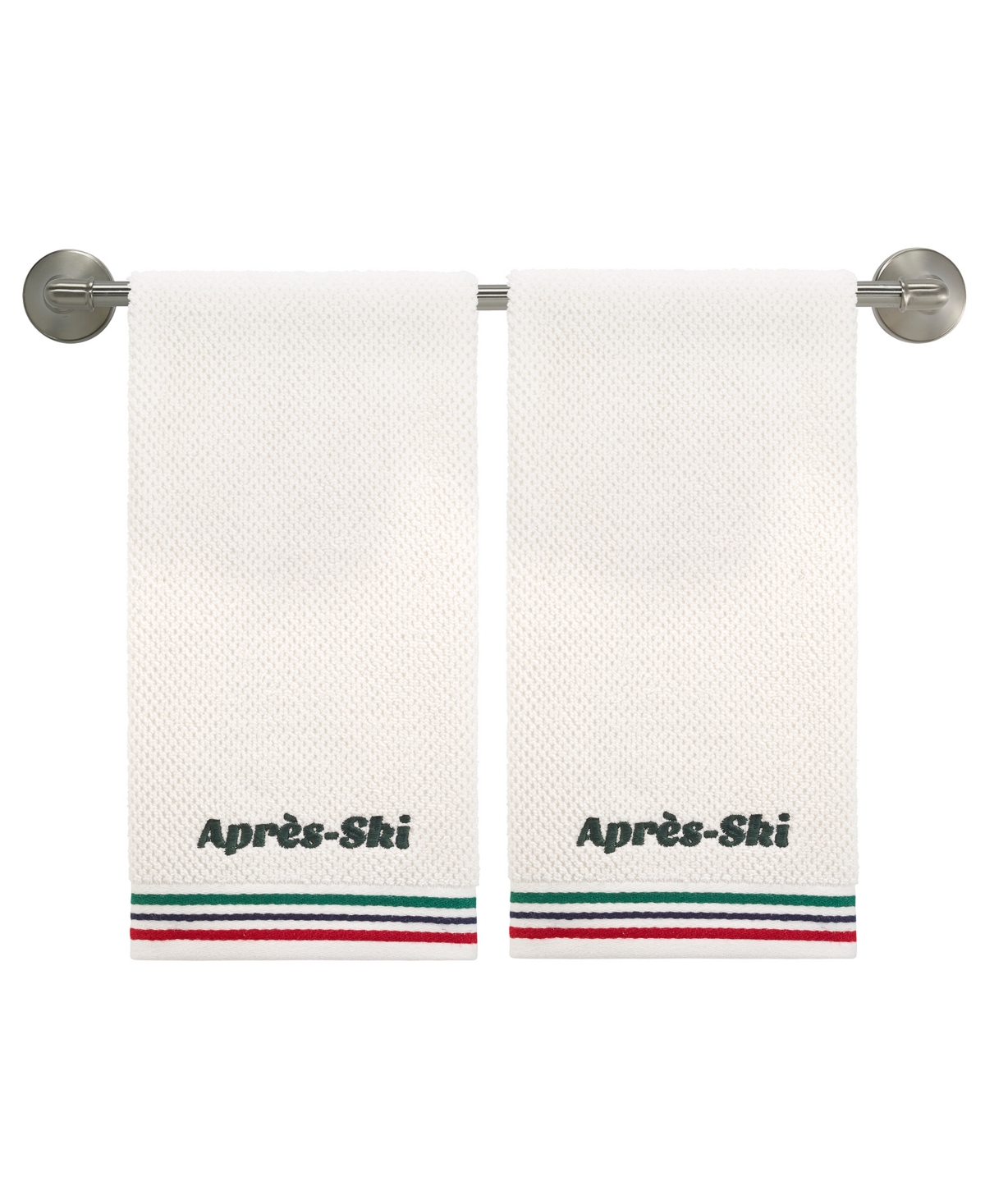 Izod Apres Ski Cotton 2-pack Hand Towel Set, 16" X 28" In White