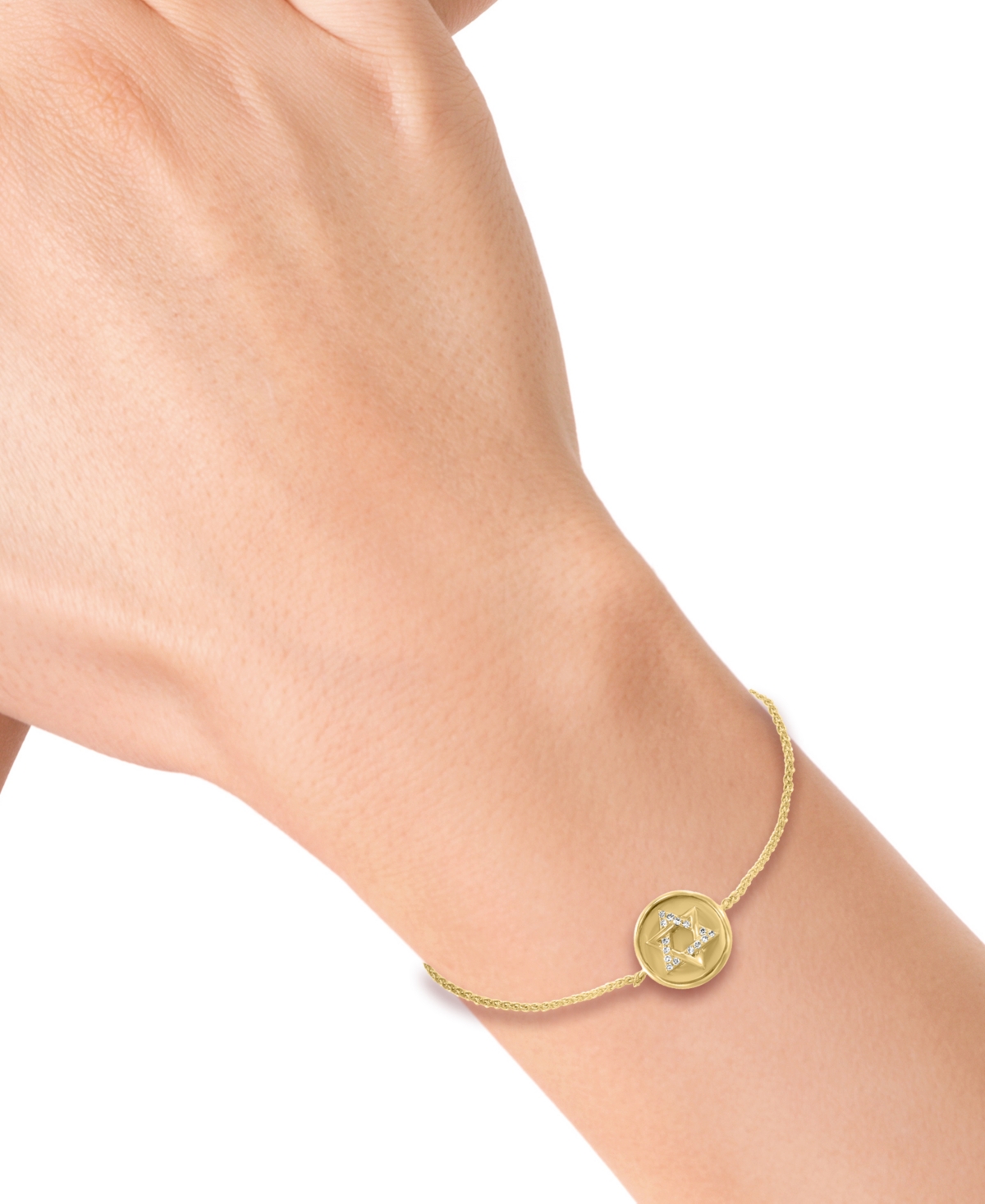 Effy Collection Effy Diamond Star Of David Disc Bolo Bracelet (1/20 Ct. T.w.) In 14k Gold In Gold