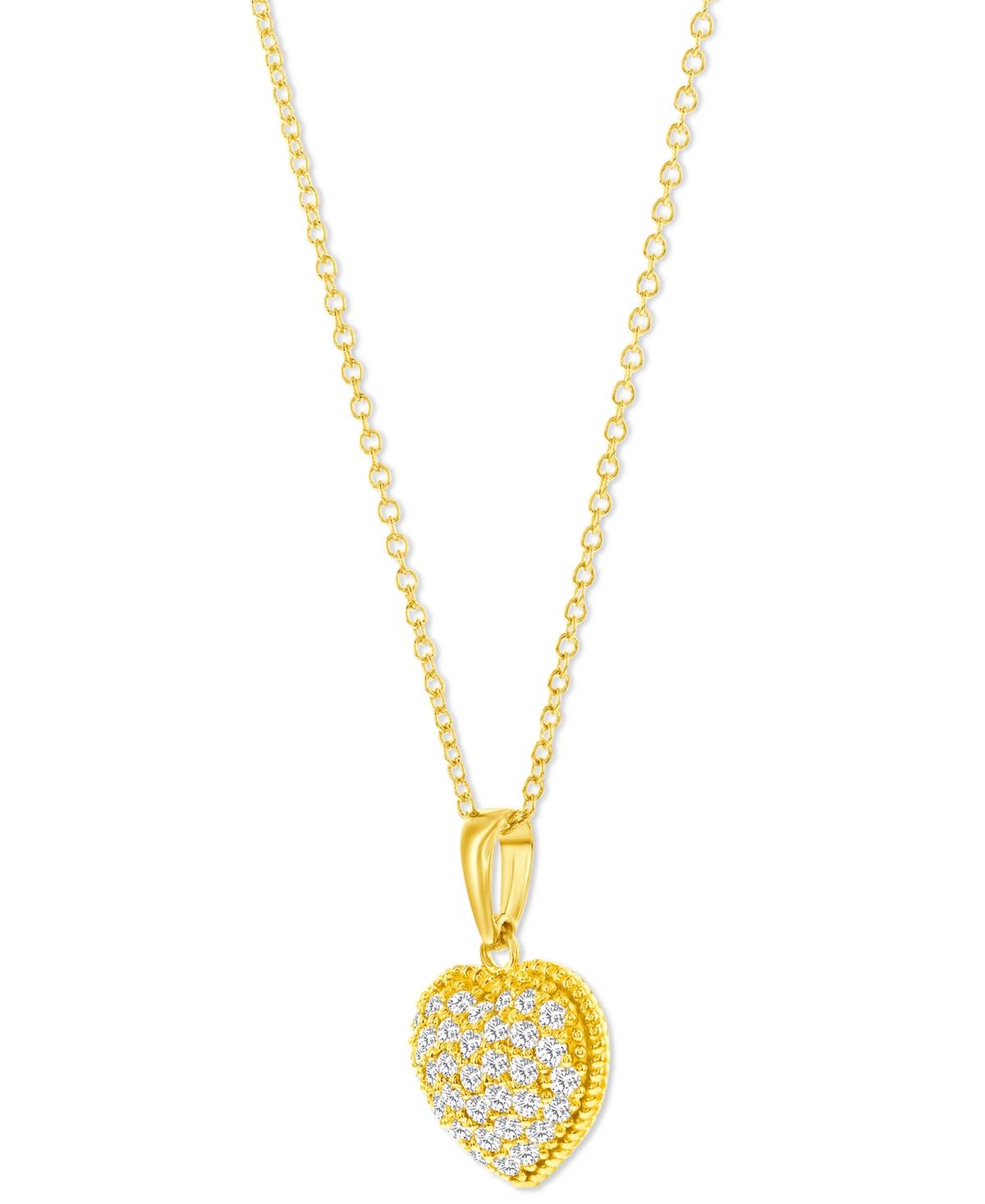 MACY'S DIAMOND HEART CLUSTER PENDANT NECKLACE (3/8 CT. T.W.) IN 14K GOLD, 16" + 2" EXTENDER 
