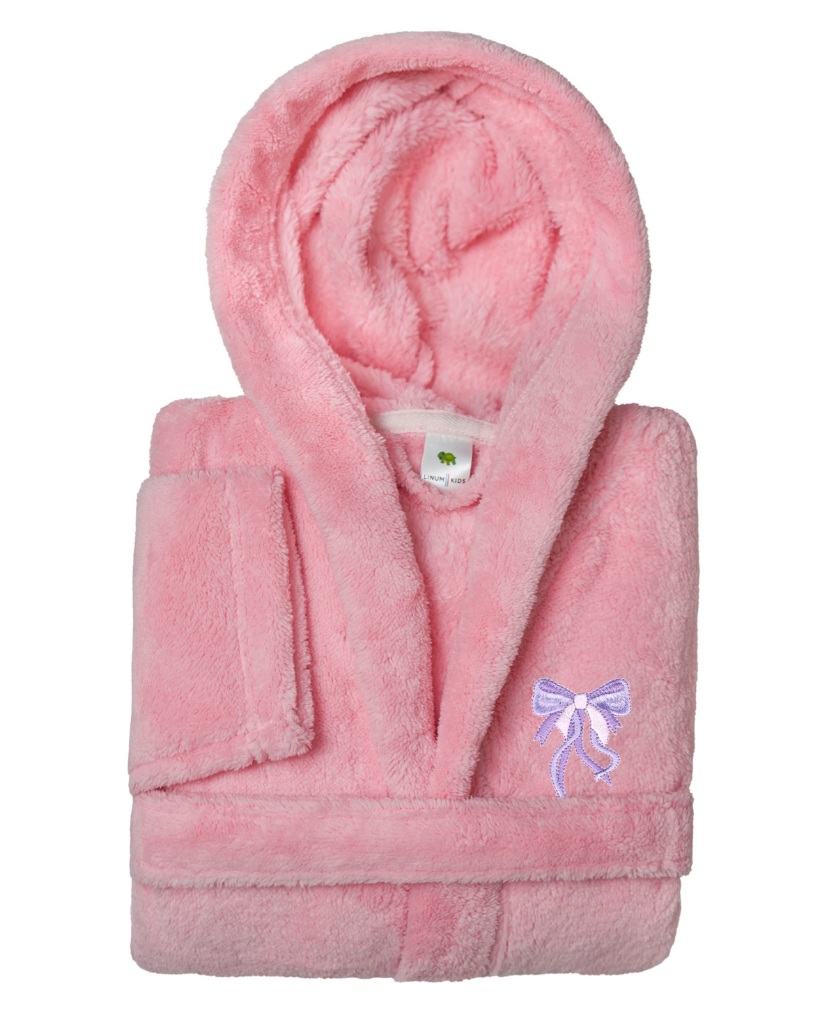 Linum Home Kids Crown Super Plush Double Brushed Hooded Bathrobe In Pink,purple
