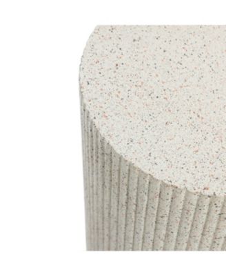 Ivory White Cement Round Outdoor Side Table