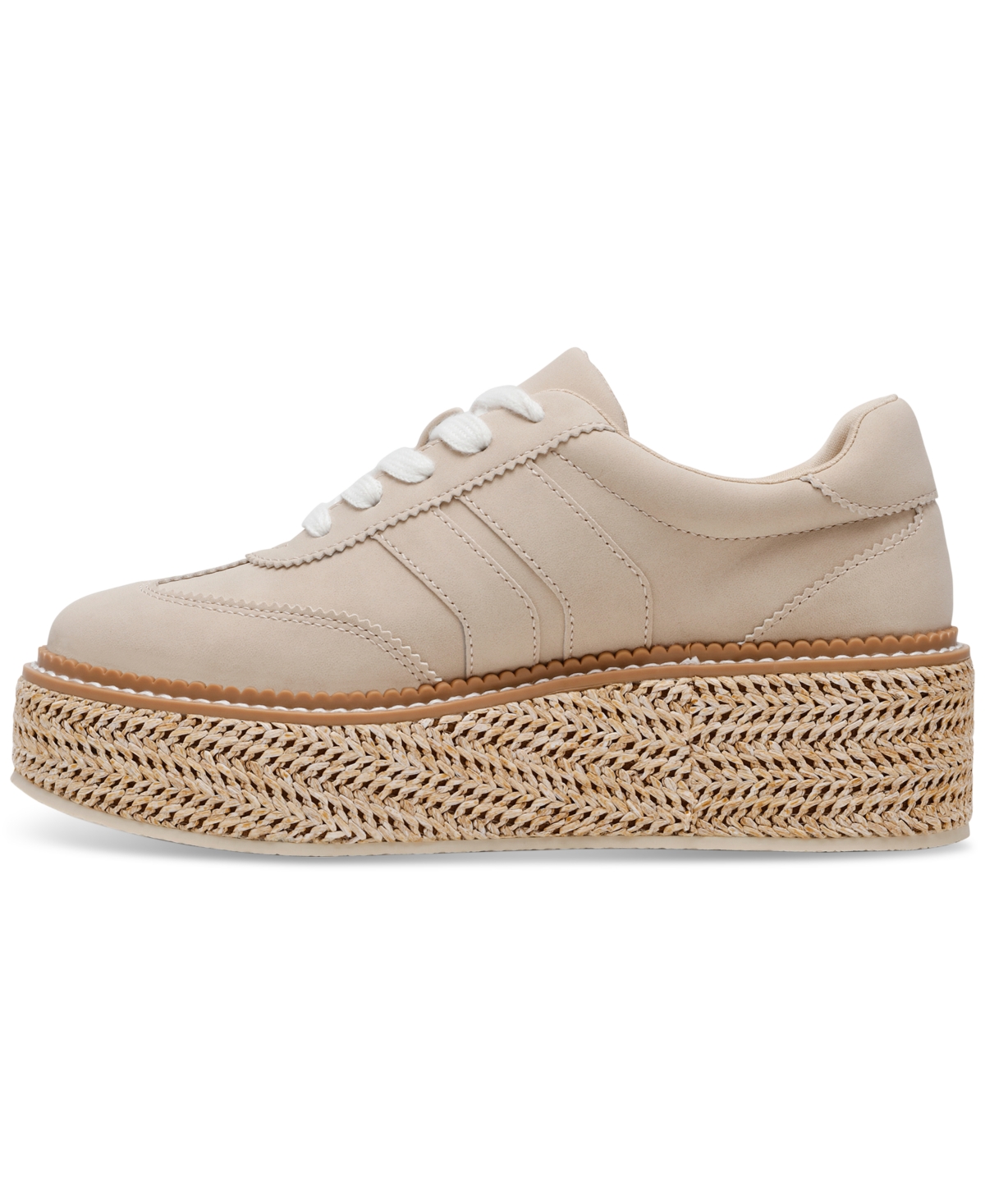 Dv Dolce Vita Women's Barkley Raffia Platform Lace-up Sneakers In Dune