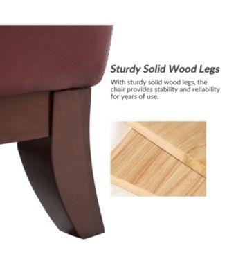 Eugene Traditional Genuine Leather Chair with Tufted Wing Back and Solid Wood