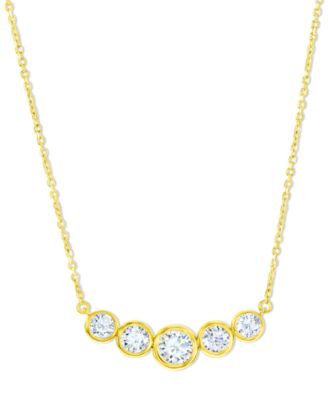 Diamond Bezel Graduated Bar Necklace (1-1/5 ct. t.w.) in 14k White or Yellow Gold, 16" + 2" extender