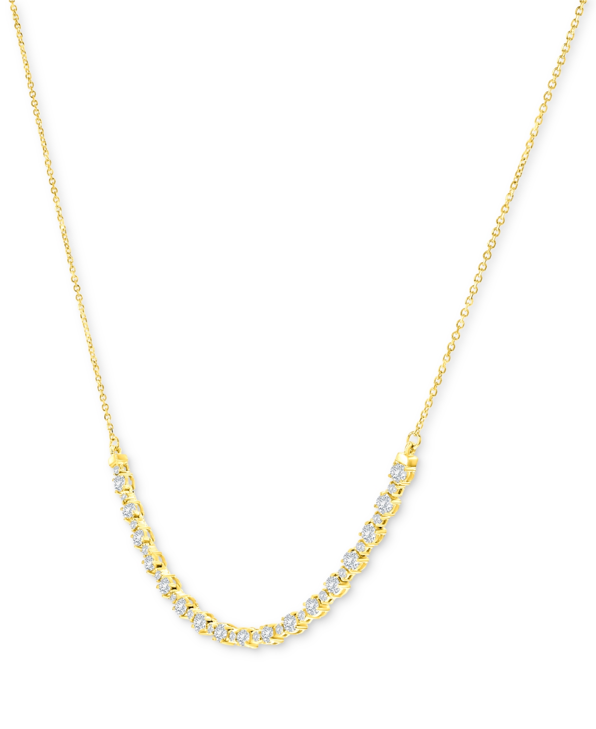 Macy's Diamond Curved Bar Collar Necklace (1-1/2 Ct. T.w.) In 14k White Or Yellow Gold, 16" + 2" Extender In Yellow Gold