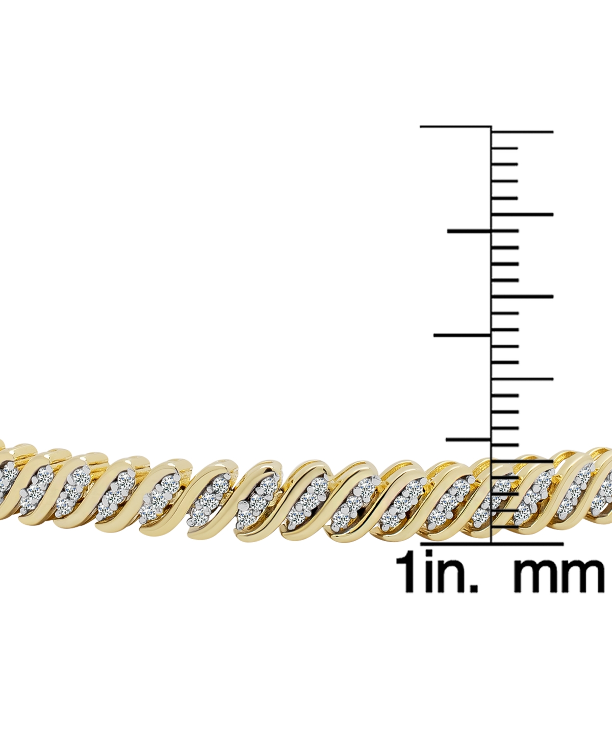 Macy's Diamond Triple Row "s" Link Bracelet (1 Ct. T.w.) In Sterling Silver Or 14k Gold-plated Sterling Sil In Gold-plated Sterling Silver