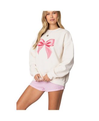 Womens Bow Brat Printed Sweatshirt