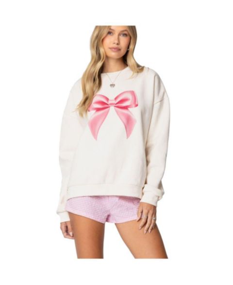 Женская толстовка Edikted Bow Brat Printed, цвет: Кремовый