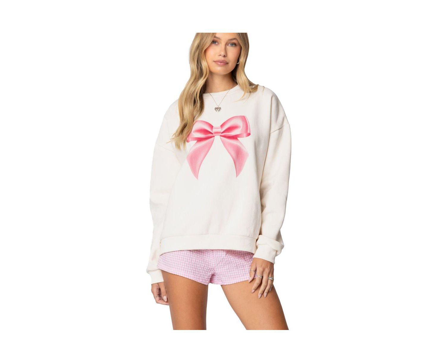 Womens Bow Brat Printed Sweatshirt