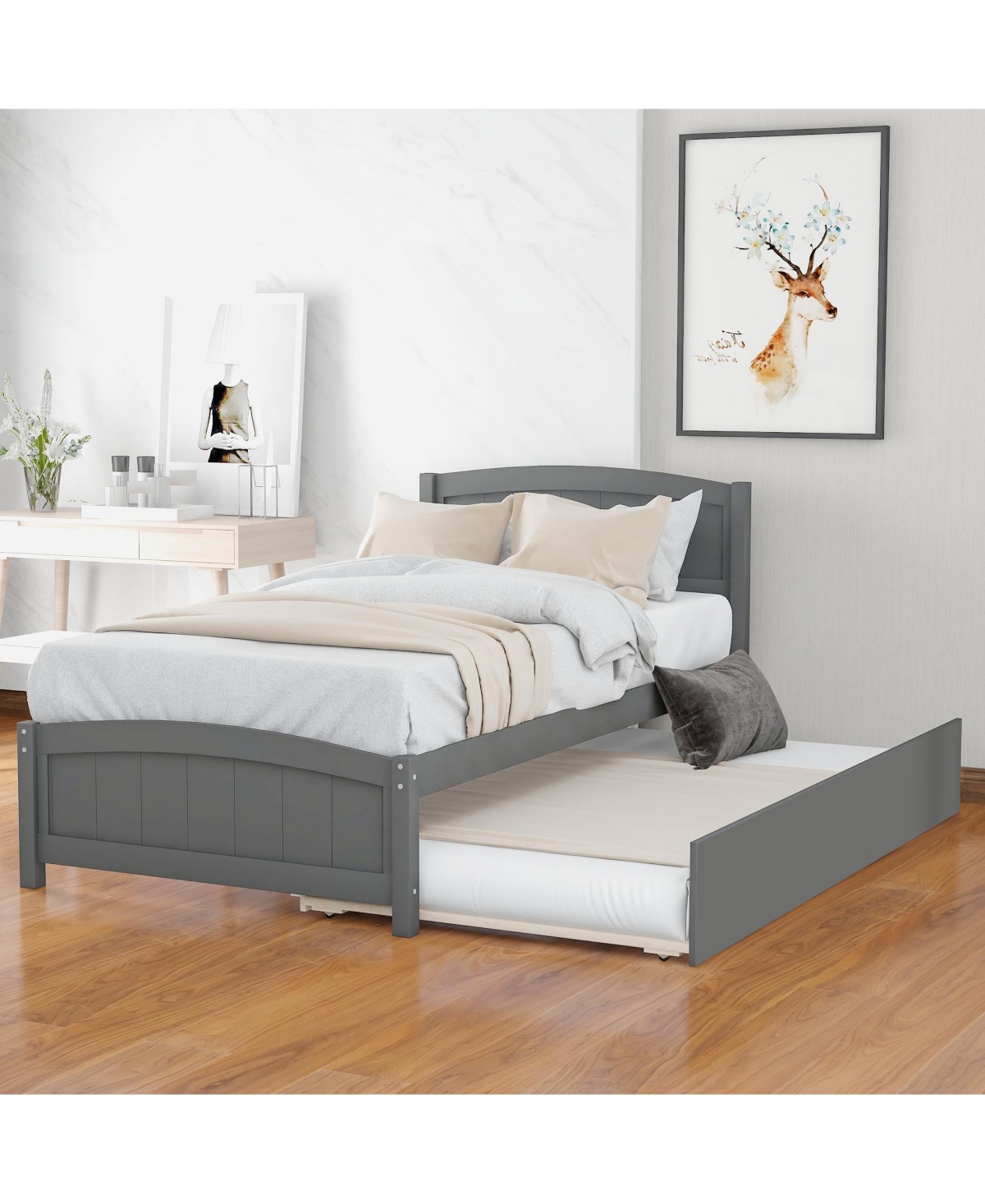Slickblue Twin Size Platform Bed with Trundle for Space-Saving Sleep Solutions