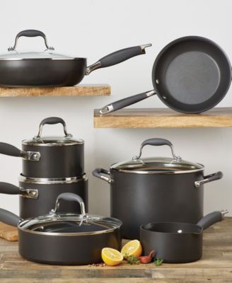 Anolon - Gray Hard-Anodized 12-Pc. Cookware Set