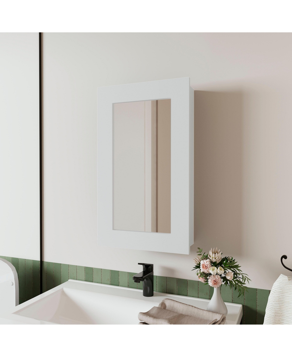 Parks Medicine Cabinet With Included Mirror, White - White