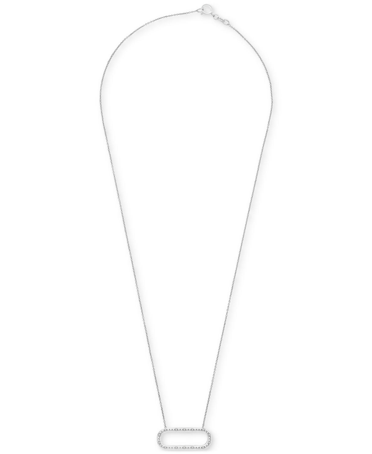 Macy's 2-pc. Set Diamond Open Link Pendant Necklace & Matching Hoop Earrings (1/6 Ct. T.w.) In Sterling Sil In Sterling Silver