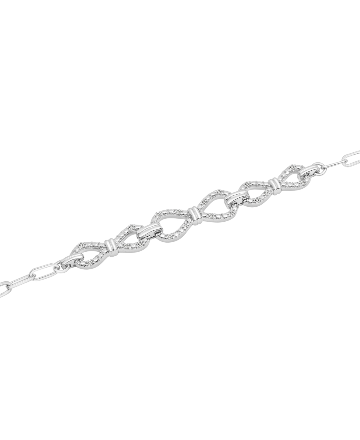 Macy's Diamond Bow Chain Paperclip Link Bracelet (1/6 Ct. T.w.) In Sterling Silver, Created For  In Sterling Silver