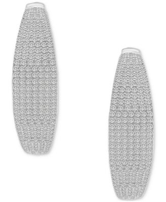 Diamond Pav&eacute; Tapered Hoop Earrings (1 ct. t.w.) in Sterling Silver, Created for Macy's