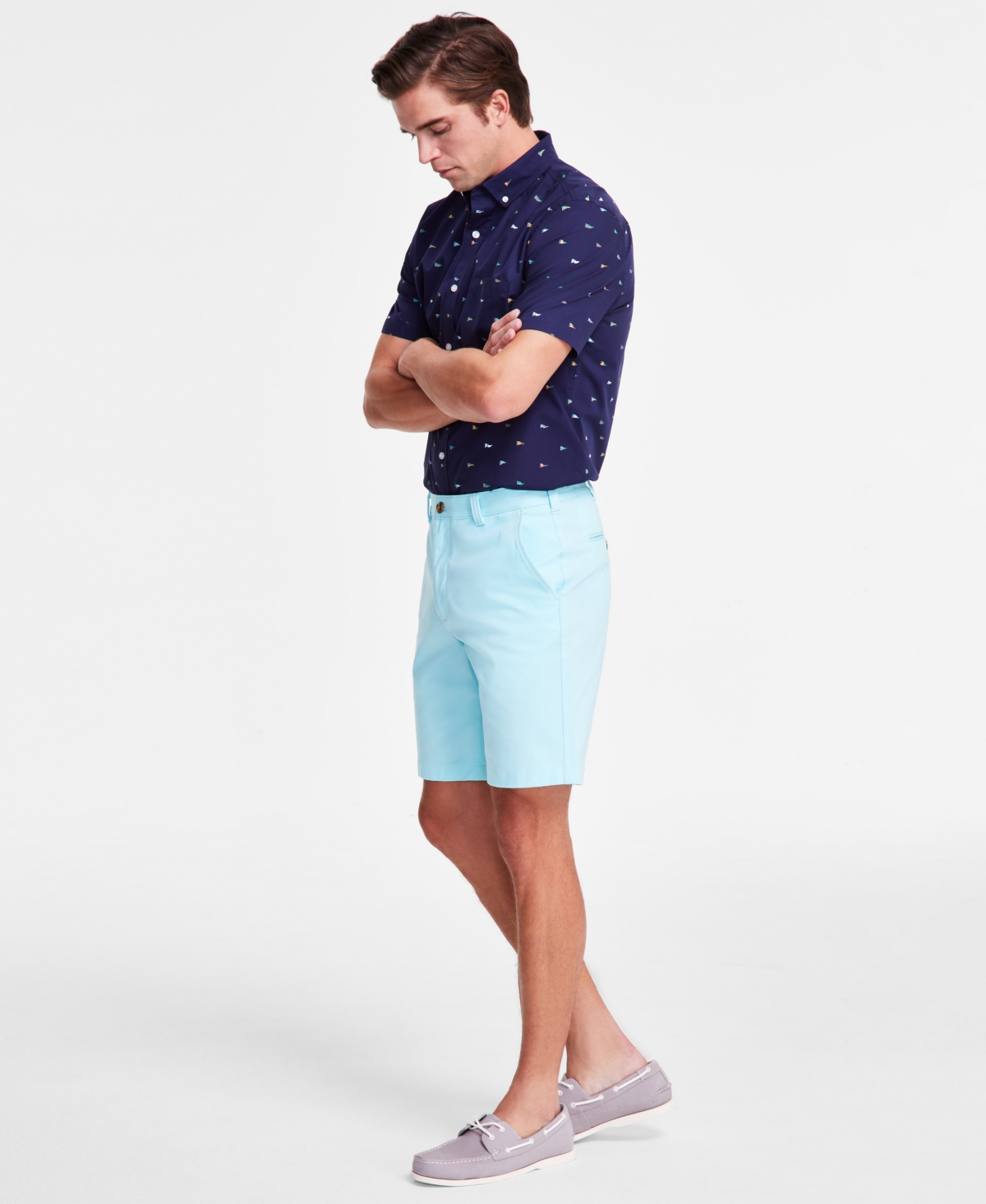 CLUB ROOM MEN'S REGULAR-FIT 9" 4-WAY STRETCH SHORTS, CREATED FOR MACY'S 
