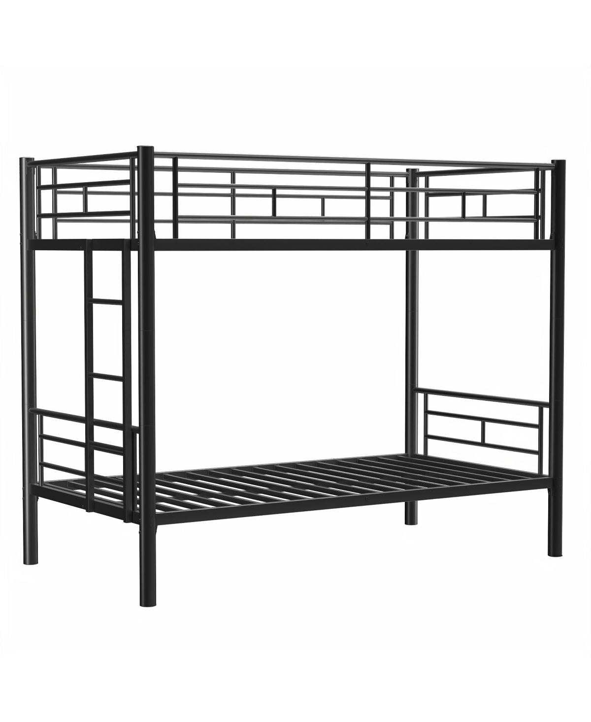 Slickblue Metal Twin Over Twin Bunk Bed with Ladder, High Guardrail, Split Option & Storage - Noise-Free Design