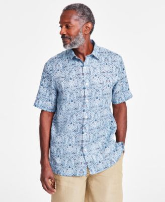 Club Room - Men's Linen Mapleton Printed Short-Sleeve Shirt