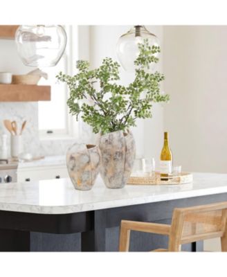 Modern Marble White 12.2-Inch Tall Stoneware Table Vase