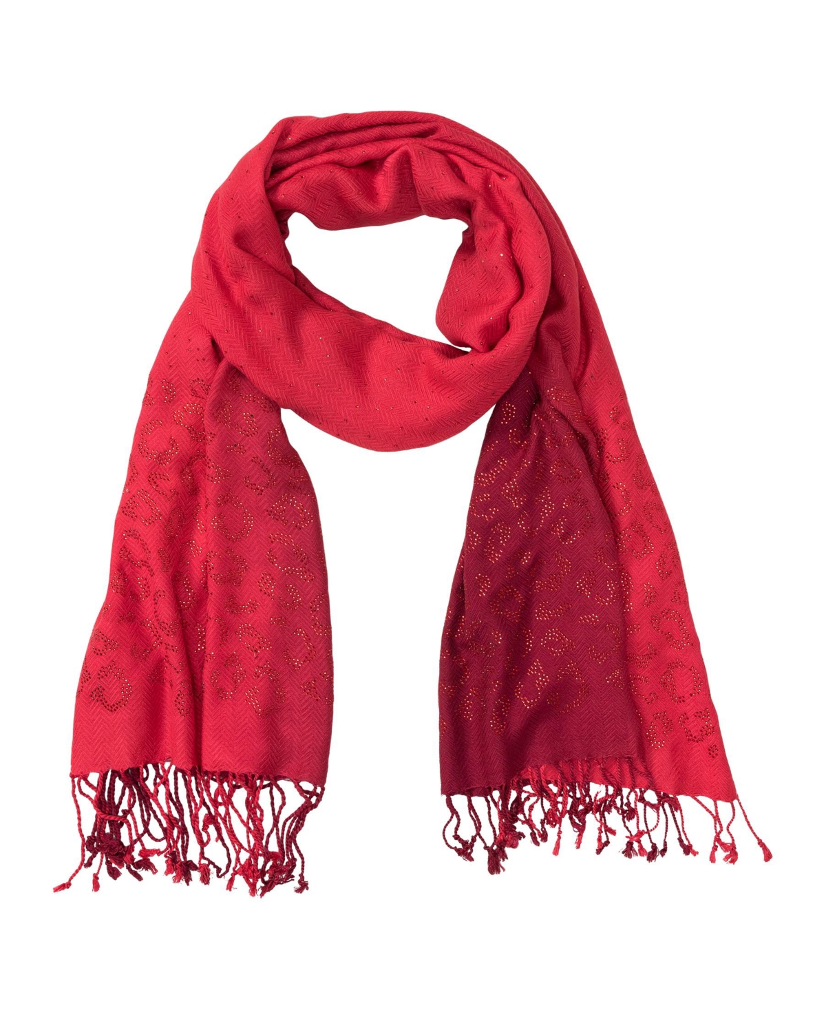Rhinestone Leo Embellished Scarf - Garnet red