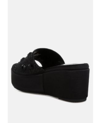 Womens Meta charts Diamante and Rhinestone Flatform Sandals