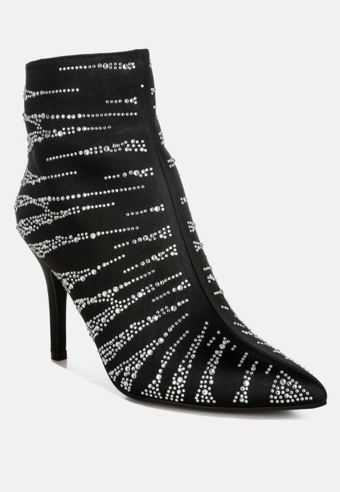 Женские ботинки London Rag Toget Satin Rhinestone Ankle Party, цвет: Чёрный