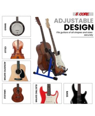 Double Guitar Stand Floor Adjustable A Frame Folding Acoustic Electric Guitars Holder Stands GSS 2N1 BLU