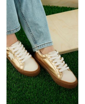 Womens Jumping jacks Metallic Faux Leather Star Sneakers