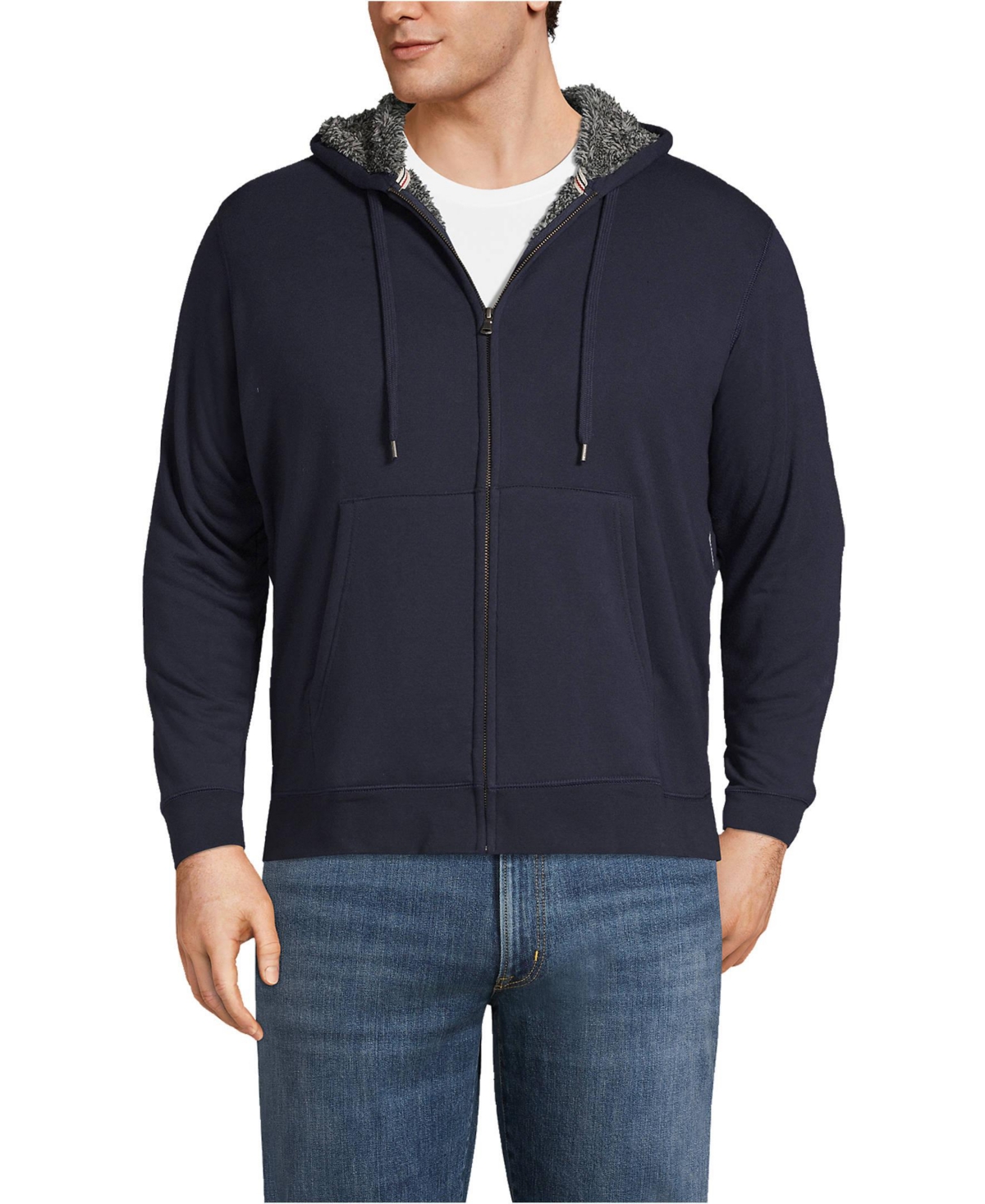 Lands' End Big & Tall Serious Sweats Full Zip High Pile Fleece Hoodie