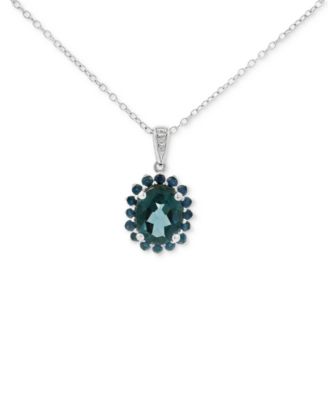 Multi-Gemstone Framed Oval Pendant Necklace, 18"