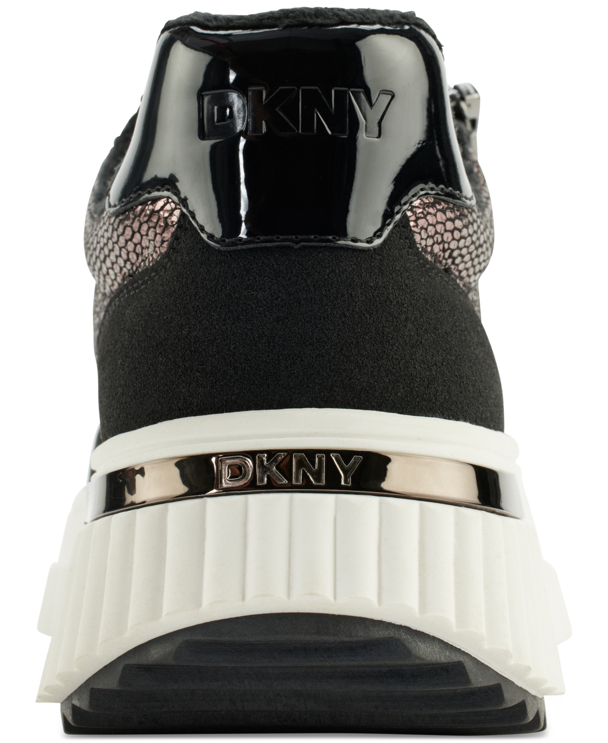Shop Dkny Women's Laurence Zip Sneakers In Pewter,black