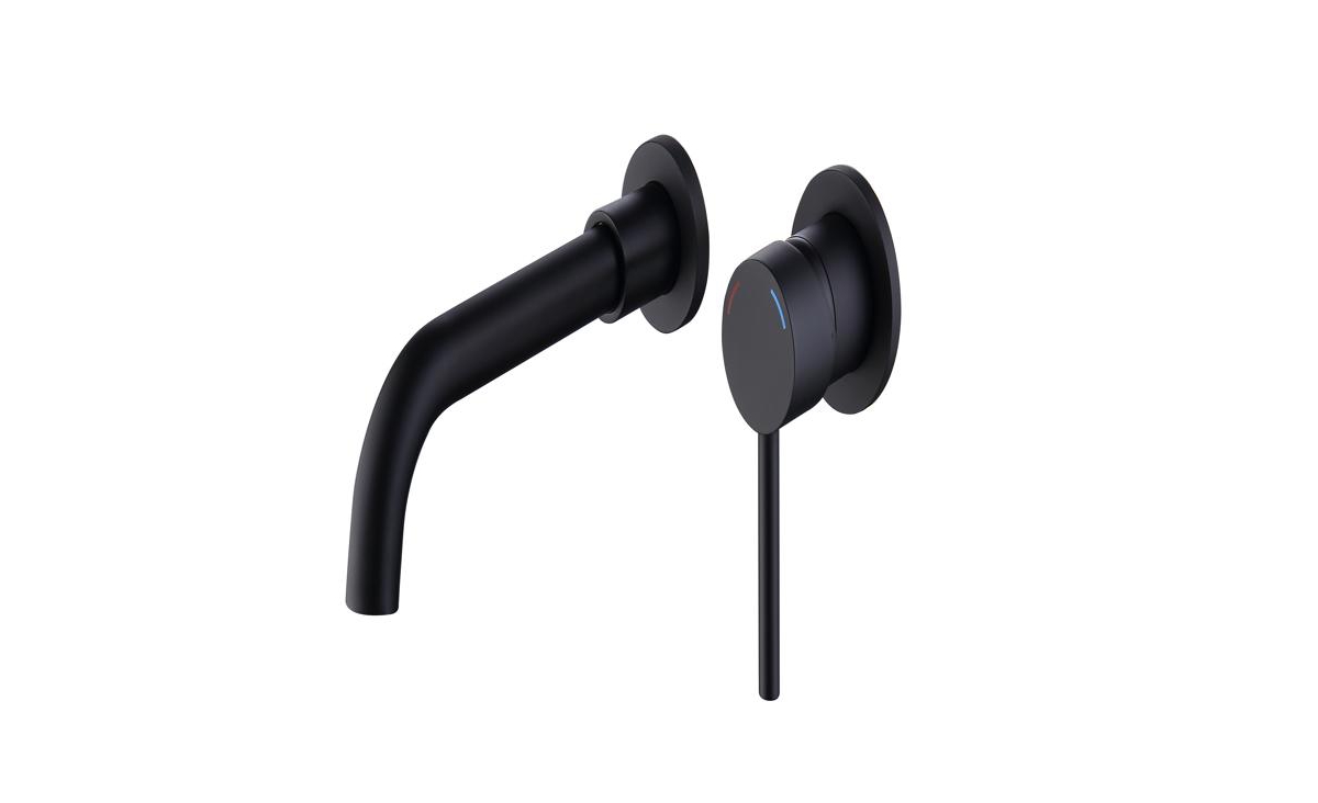 Wall-Mount Faucet for Bathroom Sink or Bathtub, Stylish and Space-Saving Design - Black