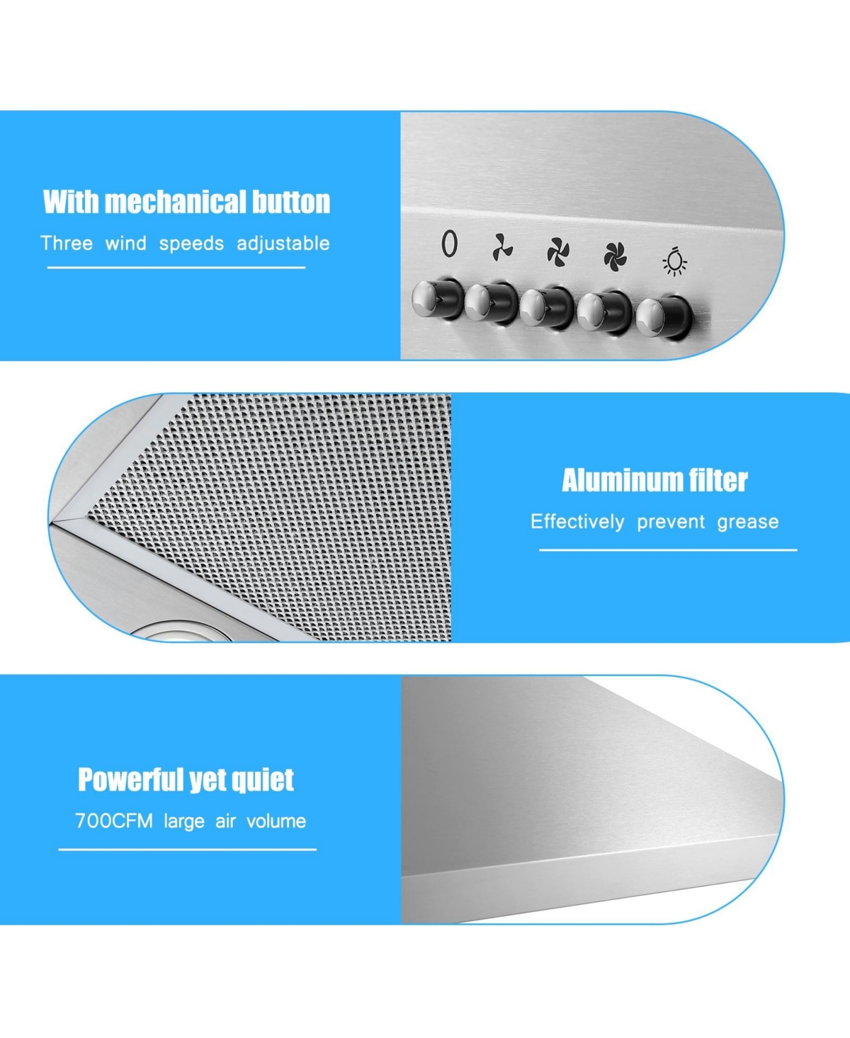 Flynama 30-in 700-cfm Convertible Silver Wall-Mounted Range Hood